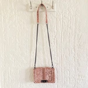 Rebecca Minkoff Mini Blush Pink Crushed Velvet Crossbody Purse Bag